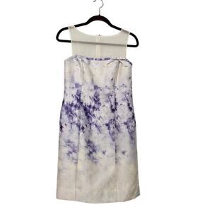 Rickie Freeman for Teri John Silk Wool Sleevless Purple White Midi Dress Size 2